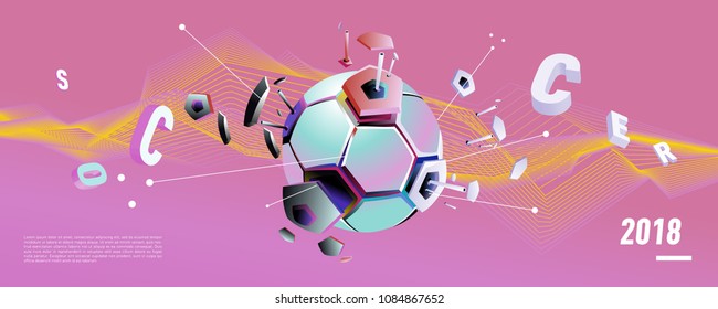 Soccer and footbal digital web banner and poster. Design template and background for news and sports.