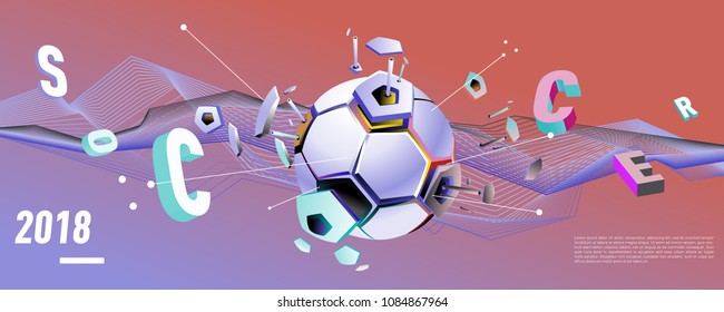 Soccer and footbal digital web banner and poster. Design template and background for news and sports.