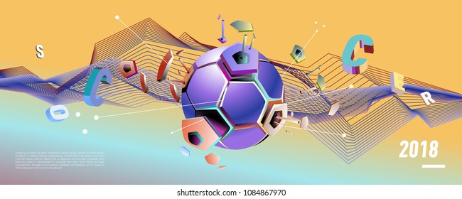 Soccer and footbal digital web banner and poster. Design template and background for news and sports.