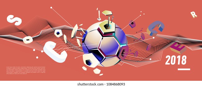 Soccer and footbal digital web banner and poster. Design template and background for news and sports.