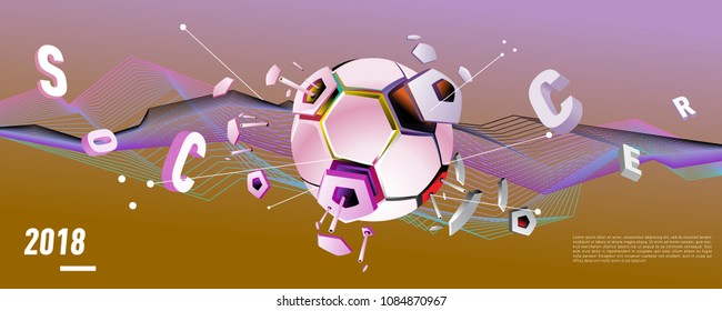 Soccer and footbal digital web banner and poster. Design template and background for news and sports.