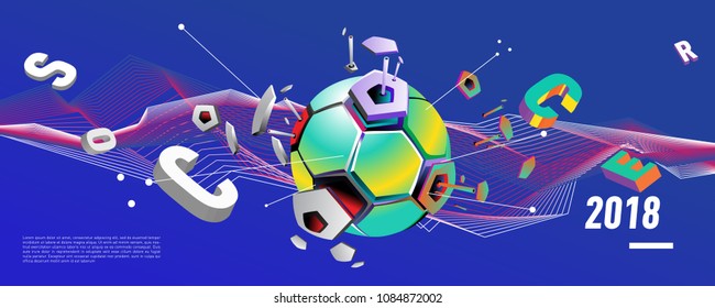 Soccer and footbal digital web banner and poster. Design template and background for news and sports.