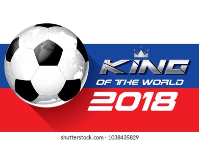 soccer football 2018 on Russia flag concept background vector.