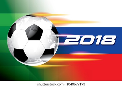 soccer football 2018 on russian flag concept background vector.