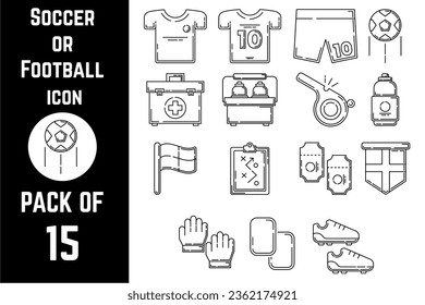 Soccer or Football accessories icon pack bundle lineart vector template