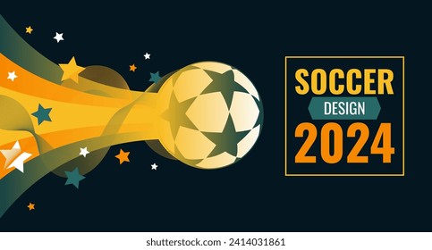 Soccer football background design. Soccer ball vector illustration.Lines, stripes and stars decoration style