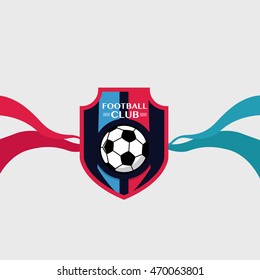 Soccer Football Badge banner with ribbon,vector illustration