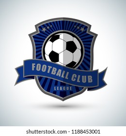 Soccer Football Badge Blue Logo Design Templates Sport Team Identity Vector Illustrations isolated on white Background