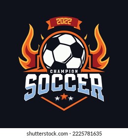 Soccer Football Badge emblem gold red Design Templates | Sport Team Identity Vector Illustrations isolated on Black Background