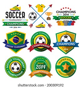 Soccer ( Football ) badge and labels.Illustration eps10