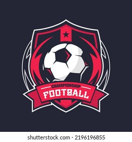 Soccer Football Badge Logo Design Templates. Sport Team Identity Vector Illustrations isolated on blue Background