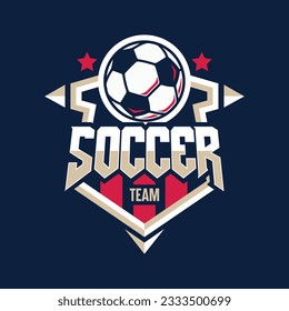 Soccer Football Badge Logo Design Templates | Sport Team Identity Vector Illustrations isolated on blue Background