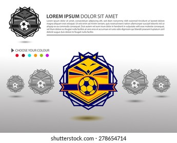 Soccer Football Badge Logo Design Template, Sport Team Identity isolated on White Background, Soccer Theme T Shirt and Website Template,Vector Illustration 