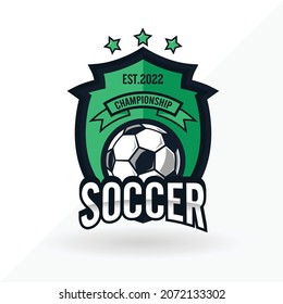 Soccer Football Badge Logo Green Design Templates Sport Team Identity Vector Illustrations isolated on white Background