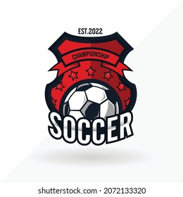 Soccer Football Badge Logo RedDesign Templates Sport Team Identity Vector Illustrations isolated on white Background