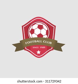 Soccer Football Badge and ribbon, vector illustration 