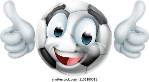 A soccer football ball emoticon cartoon face icon