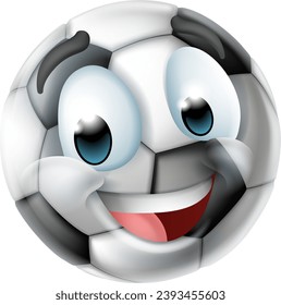 A soccer football ball emoticon cartoon face icon