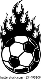 Soccer Football Ball Fire Motion Effect With Hot Burning Flames