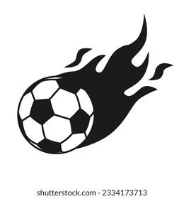 Soccer Football Ball with flame fire effect cartoon vector flat art design illustration template free editable