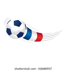 Soccer football ball with French flag. Isolated on the white background. Vector illustration.