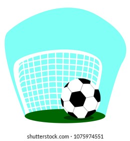 Soccer, football ball and a goal. Flat style. Vector illustrator.