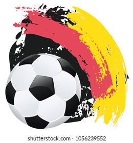 Soccer or Football ball and grunge colorful brush strokes design.