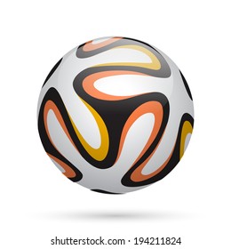 Soccer / Football Ball With Orange Lines. Vector Illustration.