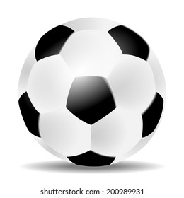 Soccer or football ball with shadow on white background