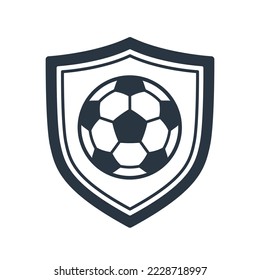 Soccer, football ball shield emblem. Vector design element for logo, label, sign.