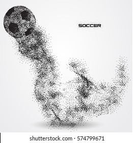 soccer football ball of a silhouette from particle