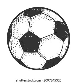 Soccer football ball sketch engraving vector illustration. T-shirt apparel print design. Scratch board imitation. Black and white hand drawn image.