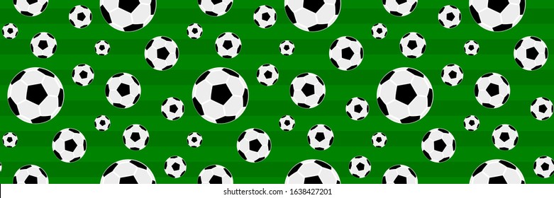 Soccer, football ball with stadium vector banner, background design