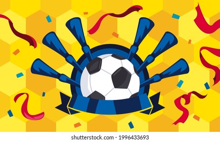 Soccer and football ball with trumpets