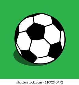 Soccer, football ball vector illustration isolated over green field. Sport game equipment.