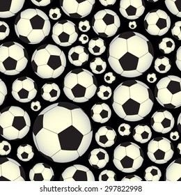 soccer and football balls dark seamless vector pattern eps10