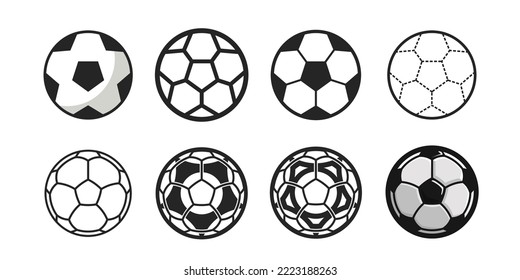 soccer or football balls vector illustration for logo or emblem with 8 different variations