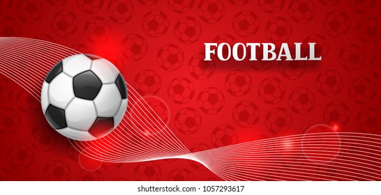 Soccer or football banner with ball. Sports illustration.