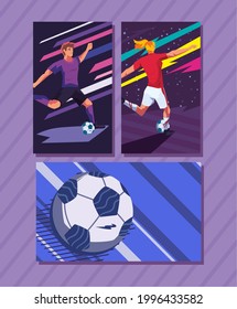 Soccer and football banners icon group