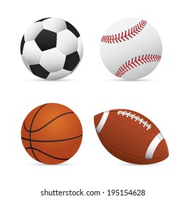 Soccer, Football, Basketball And Baseball 