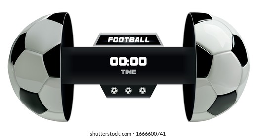 Soccer or Football Black Banner With 3d Ball and Scoreboard