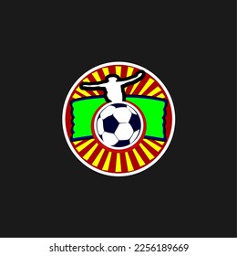 Soccer Football blue red Badge Logo Design Templates. Sport Team Identity Vector Illustrations isolated on blue Background.vector