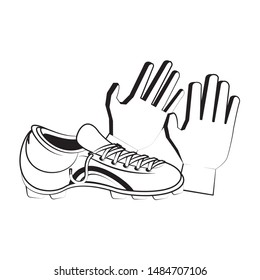 Soccer football boots and gloves sport equipment vector illustration graphic design
