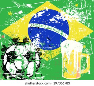 Soccer / Football in Brazil,grungy style, vector 