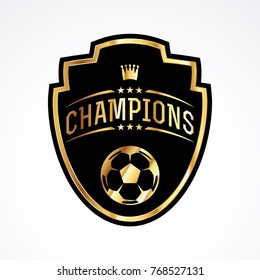 A soccer football champions emblem badge illustration. Vector EPS 10 available.