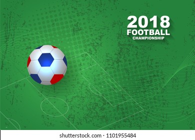 Soccer or football championship background template. With grunge green field color.
