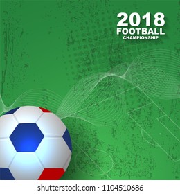 Soccer or football championship background template. With grunge green field color.