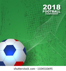 Soccer or football championship background template. With grunge green field color.