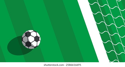 soccer football championship tournament banner background  design with field  ball and net vector illustration