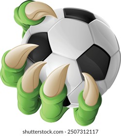A soccer football claw sports illustration of an eagle or animal monster hand holding ball